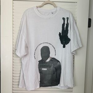Yeezy White Graphic Tee with Black Design